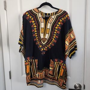 5/$30 Black Dashiki Kaftan Top Size Xlarge